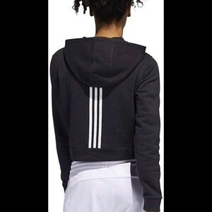 Adidas Women's Black and White Stripe Hoodie